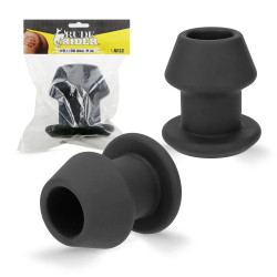 Rude Rider Hollow Anal Plug Large Black (T9225)